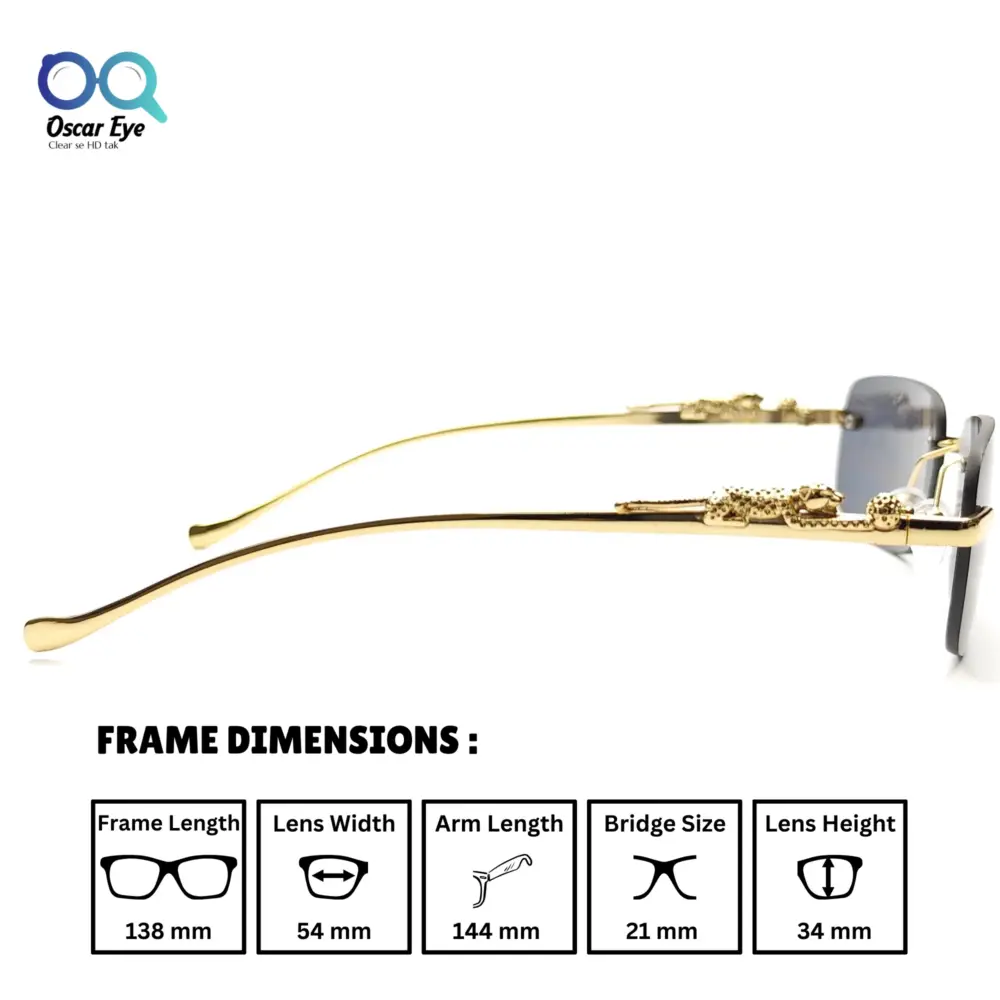 Golden Blue Rectangle UV-400 Rimless Sunglasses |OscarEye|