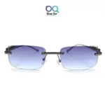 Grey Blue Rectangle UV-400 Rimless Sunglasses |OscarEye|