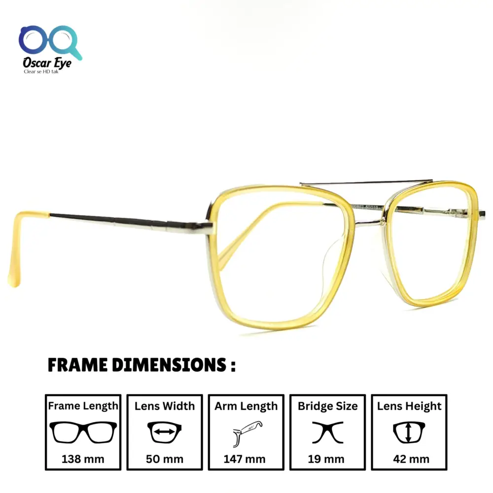 Yellow Square Tony Stark Style Computer Eyeglasses |OscarEye|