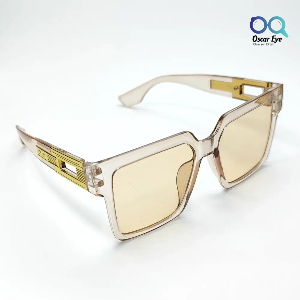 Transparent Orange Retro Square Over Size Power Sunglasses |OscarEye|