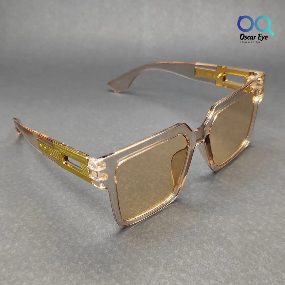 Transparent Orange Retro Square Over Size Power Sunglasses |OscarEye|