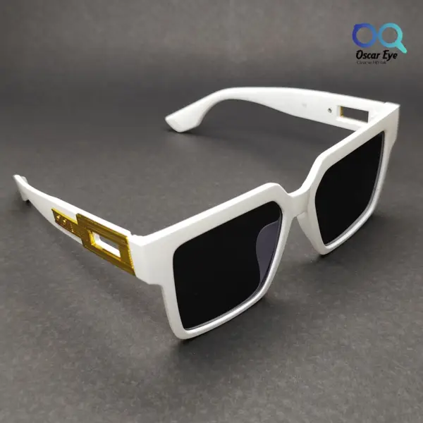 Matte White Retro Square Over Size Power Sunglasses |OscarEye|