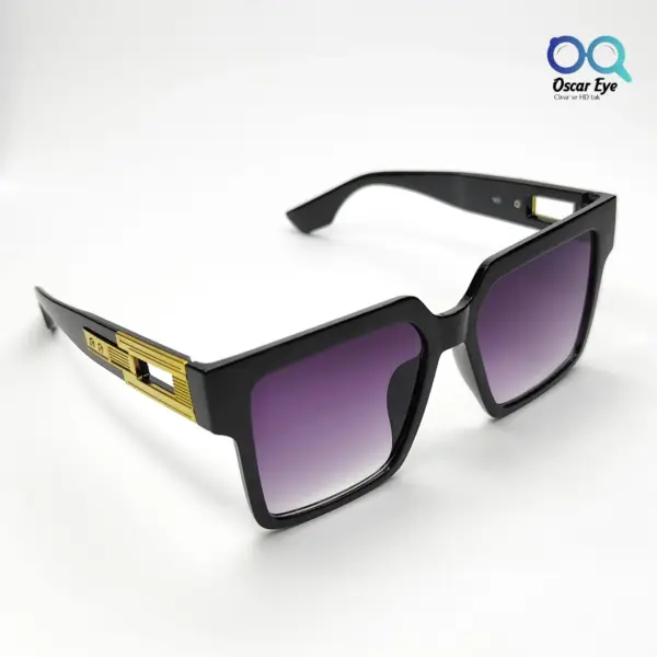 Black Purple Retro Square Over Size Power Sunglasses |OscarEye|