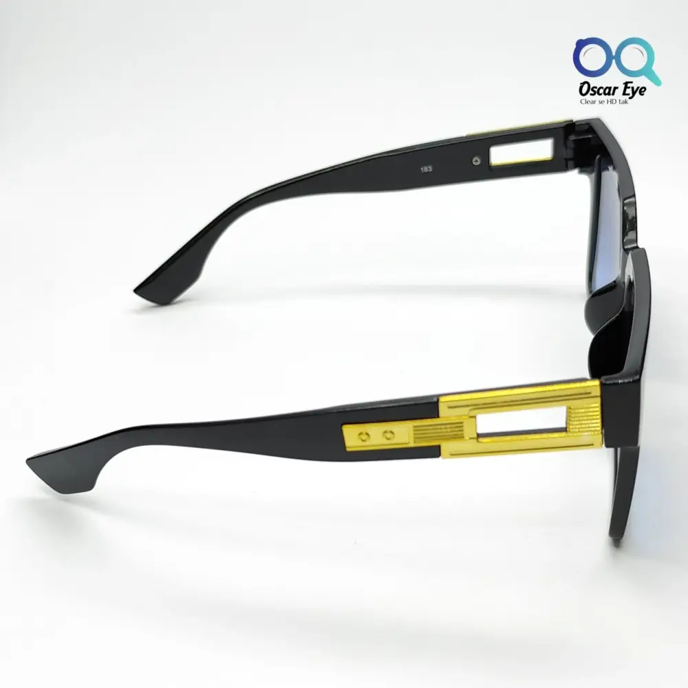 Black Blue Retro Square Over Size Power Sunglasses |OscarEye|