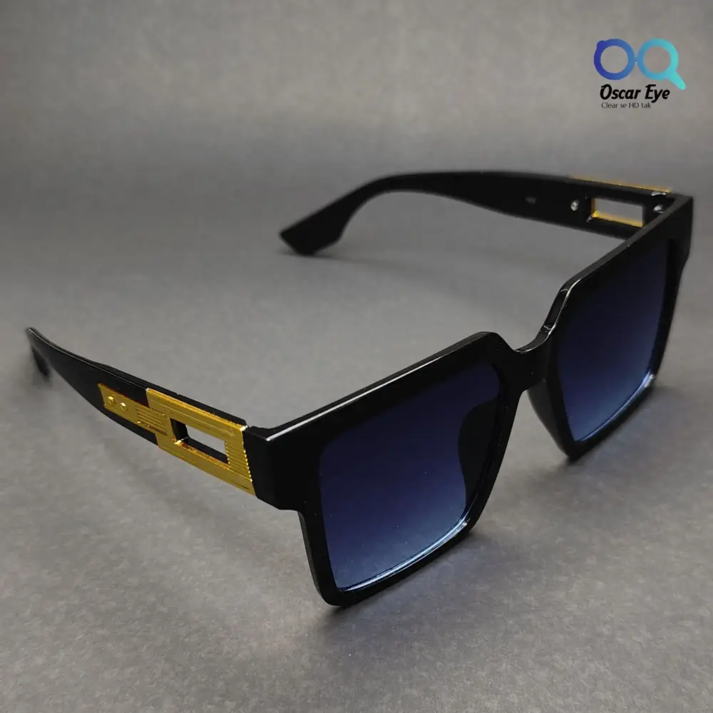 Black Blue Retro Square Over Size Power Sunglasses |OscarEye|