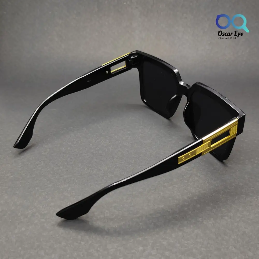 Black Retro Square Over Size Power Sunglasses |OscarEye|