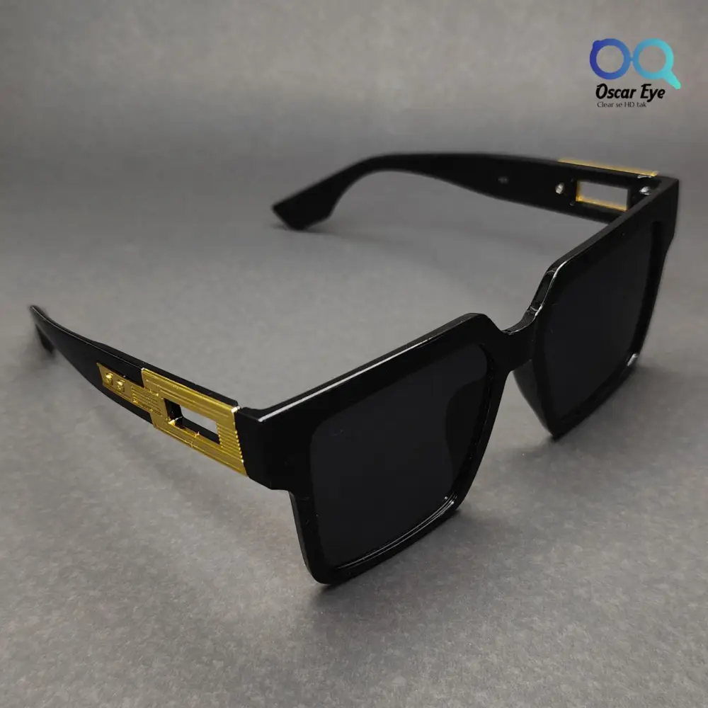 Black Retro Square Over Size Power Sunglasses |OscarEye|