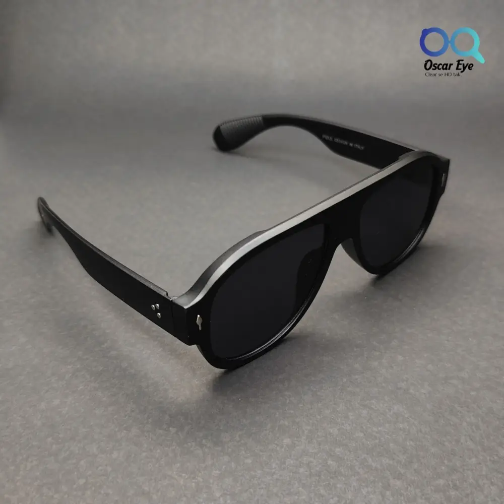 Matte Black Retro Large Round Sunglasses |OscarEye|