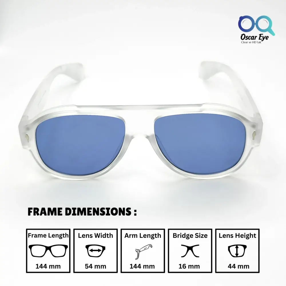 Matte White Blue Retro Large Round Sunglasses |OscarEye|