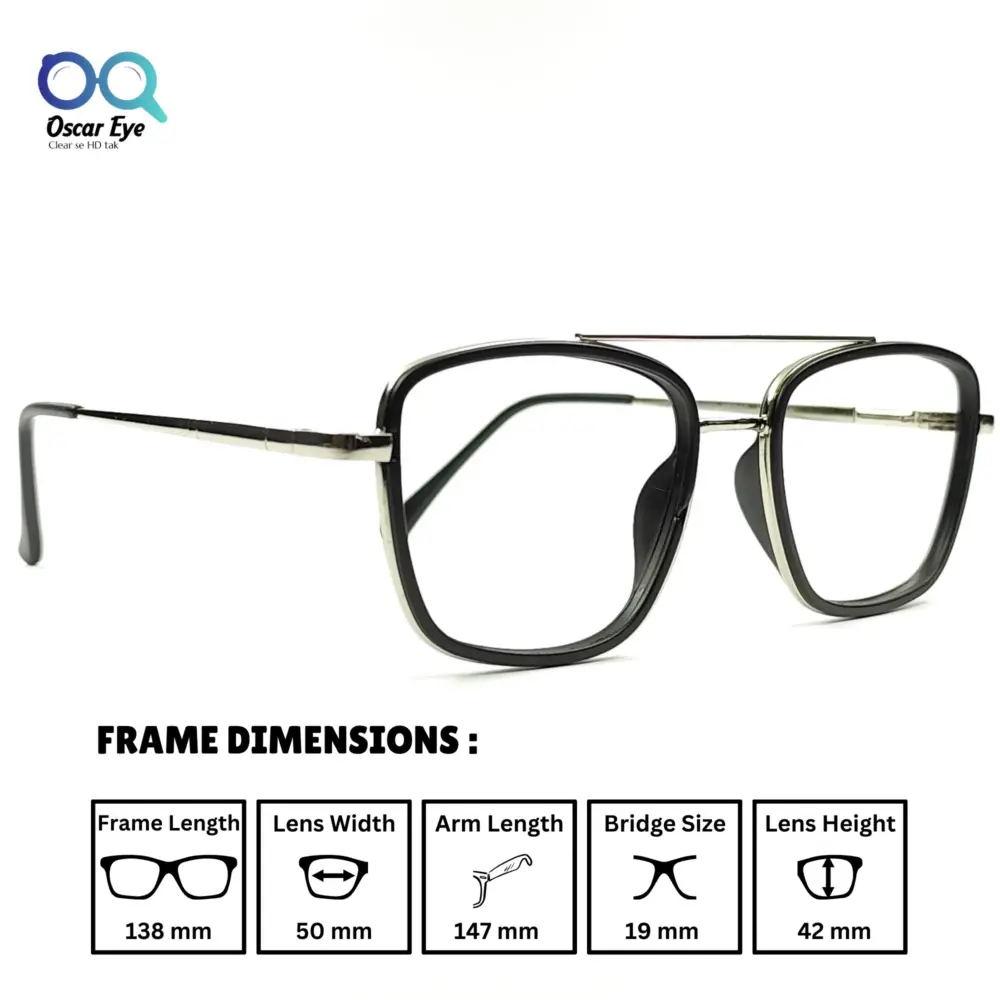 Black Square Tony Stark Style Computer Eyeglasses |OscarEye|