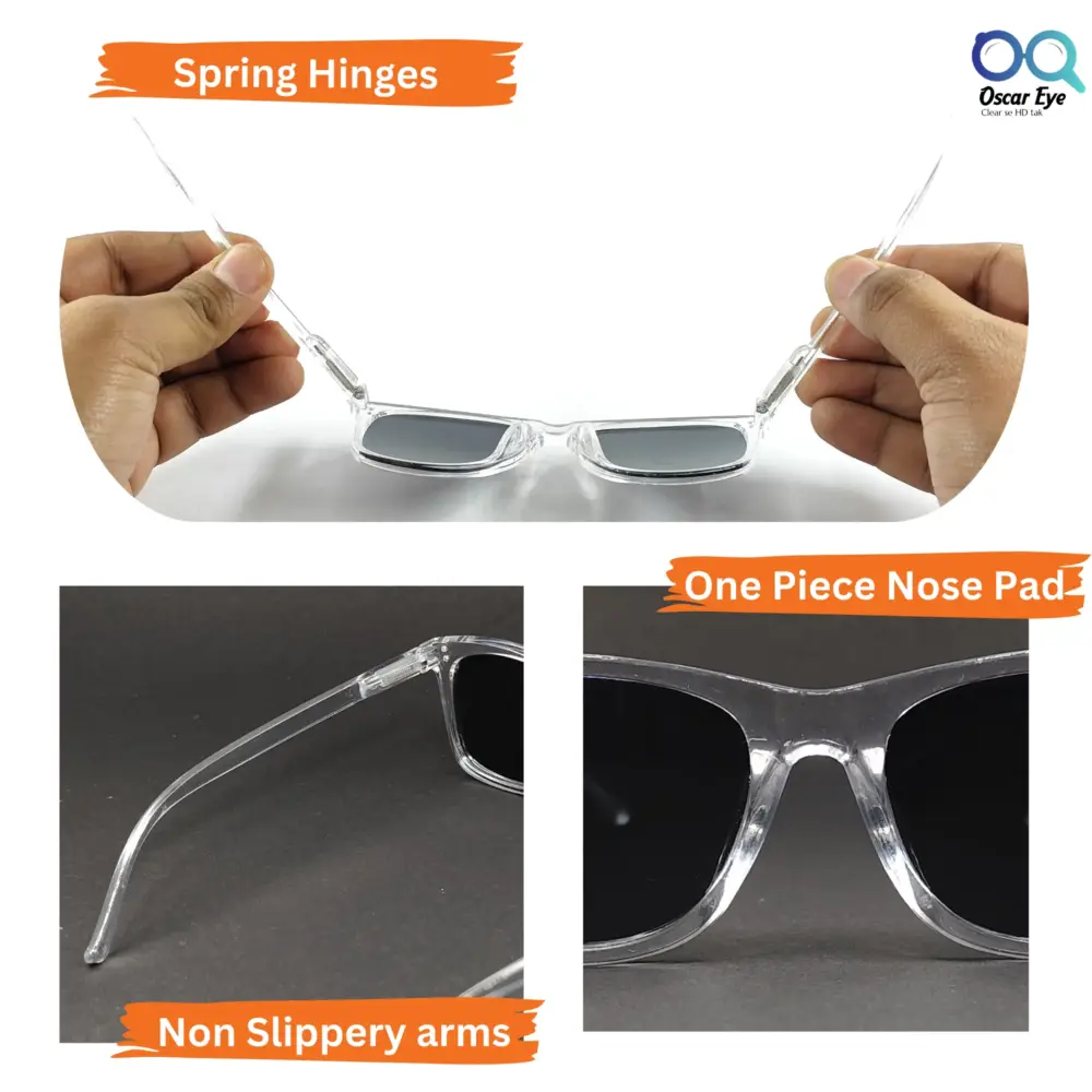 Clear Transparent Wayfarer UV Protected Power Sunglasses |OscarEye|