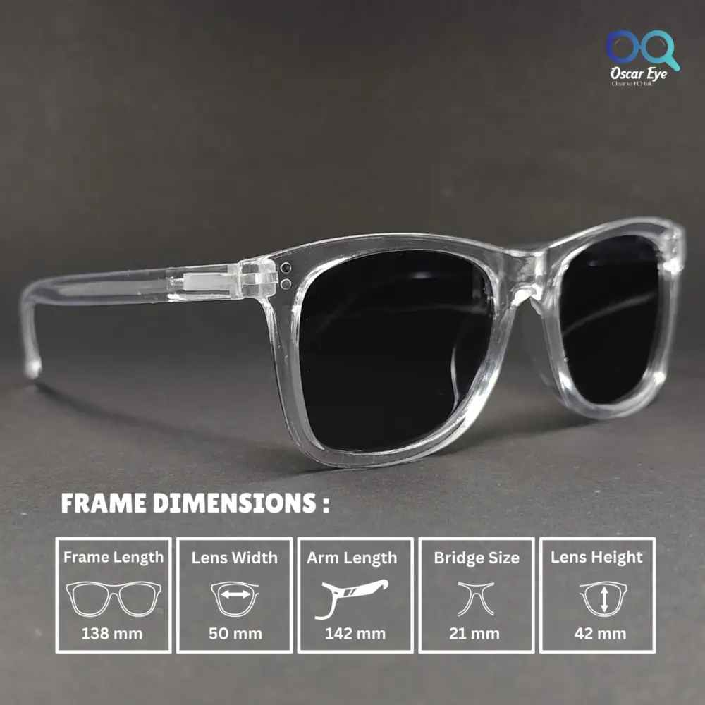 Clear Transparent Wayfarer UV Protected Power Sunglasses |OscarEye|