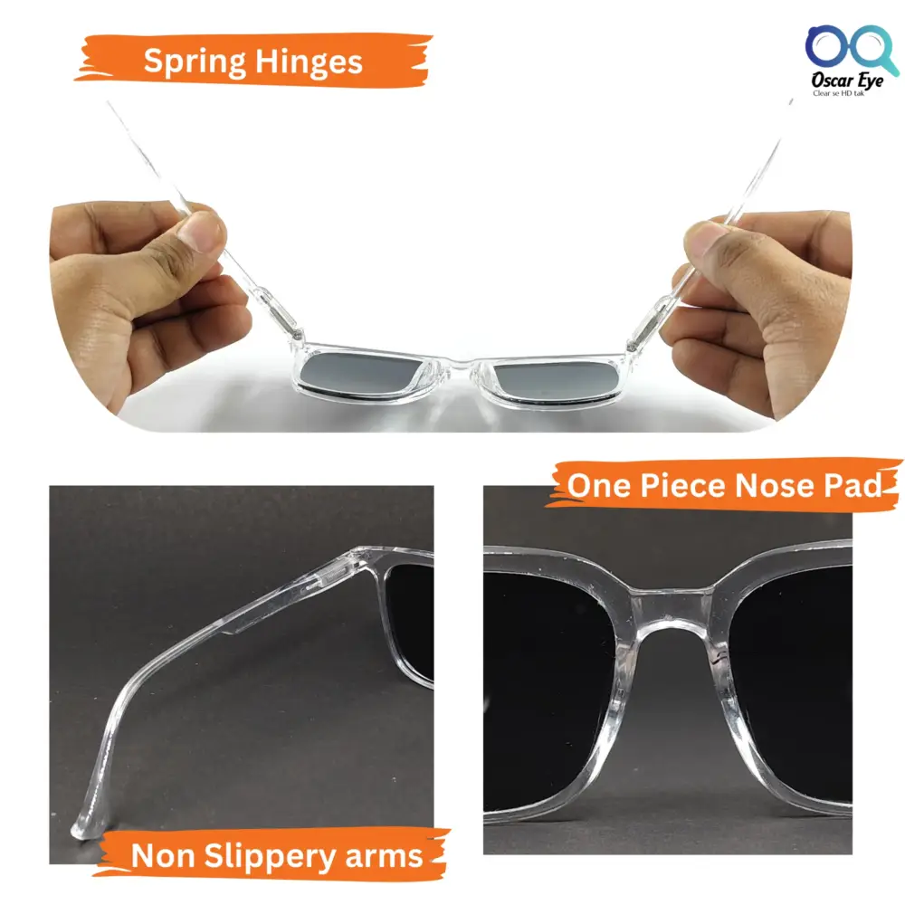 Clear Transparent Retro Square UV400 Protected Power Sunglasses |OscarEye|