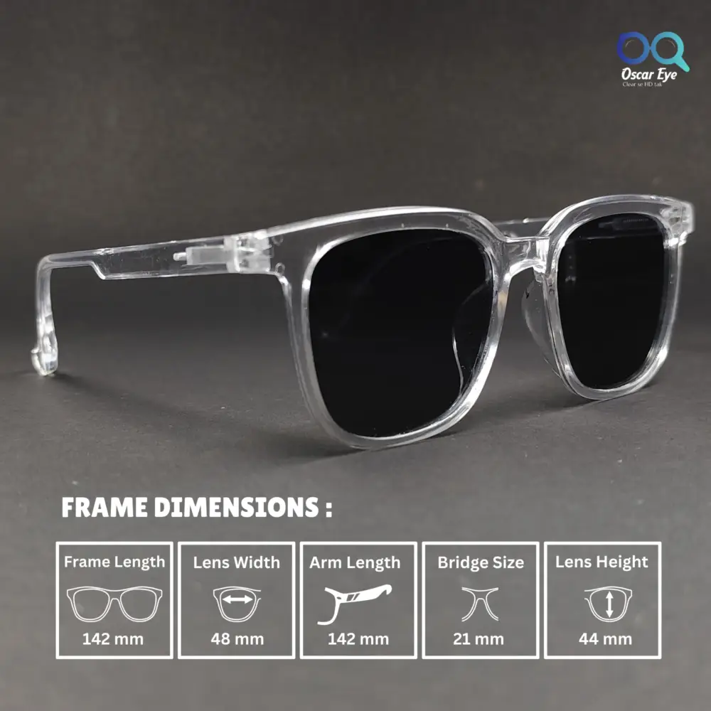 Clear Transparent Retro Square UV400 Protected Power Sunglasses |OscarEye|