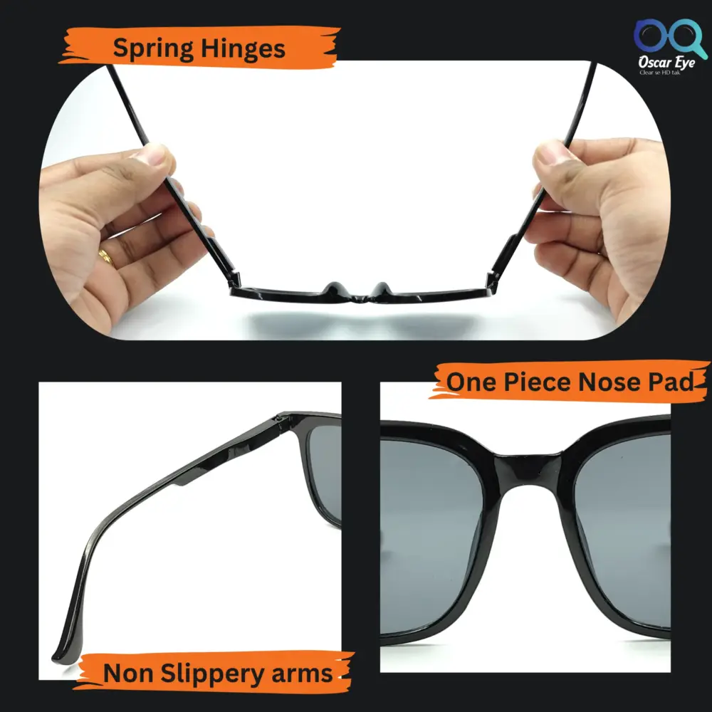 Black Retro Square UV400 Protected Power Sunglasses |OscarEye|