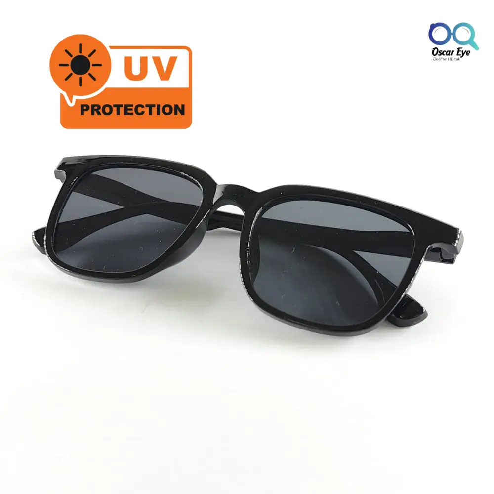 Black Retro Square UV400 Protected Power Sunglasses |OscarEye|