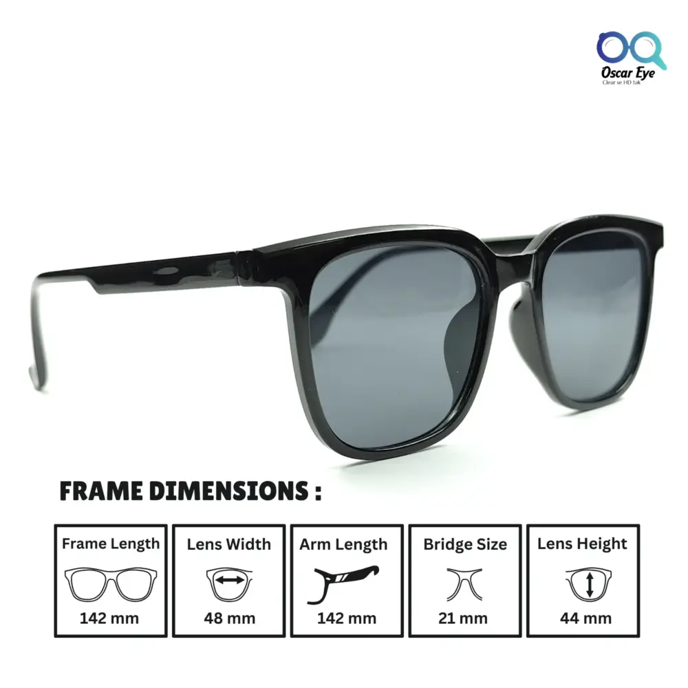 Black Retro Square UV400 Protected Power Sunglasses |OscarEye|