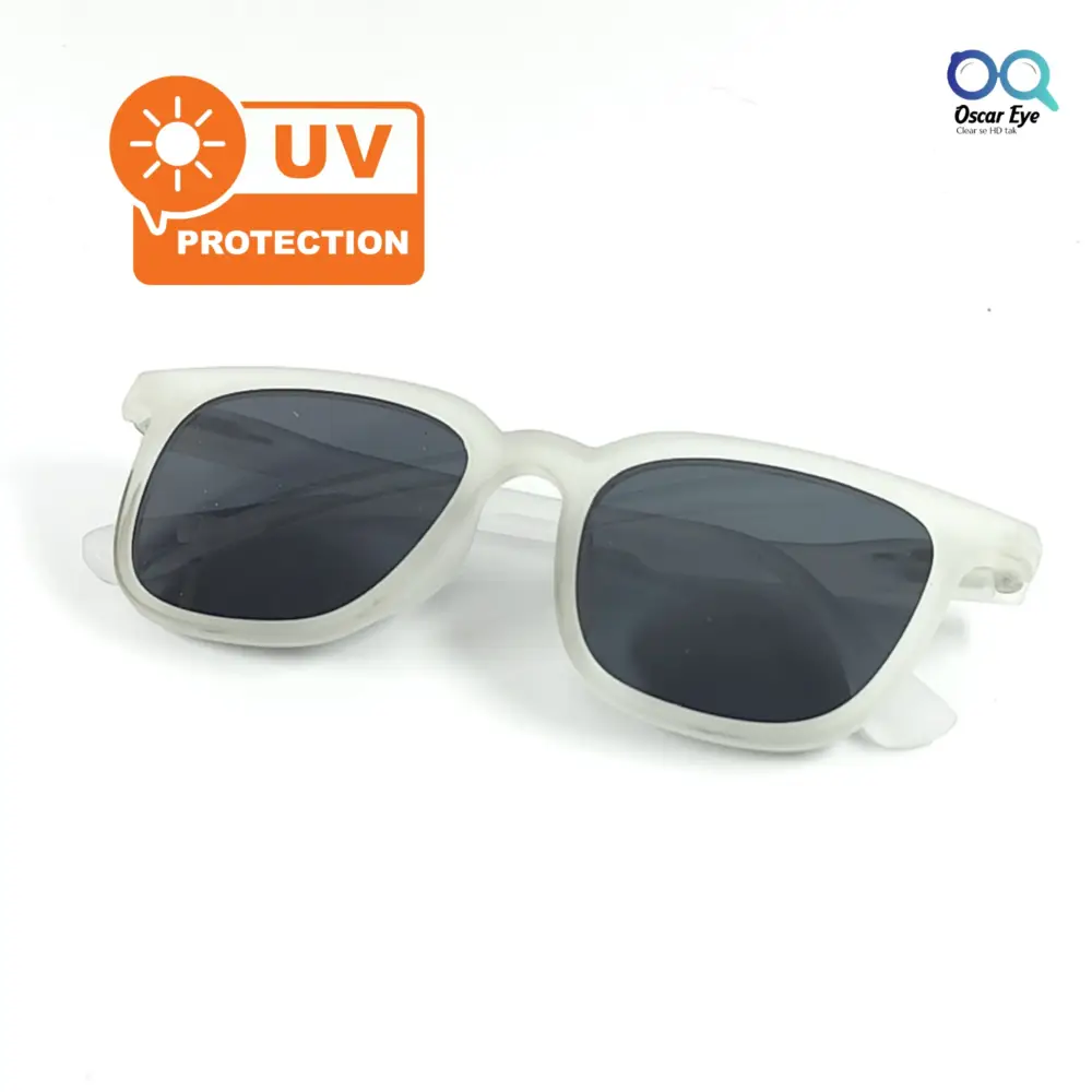 Matte White Retro Square UV400 Protected Power Sunglasses |OscarEye|