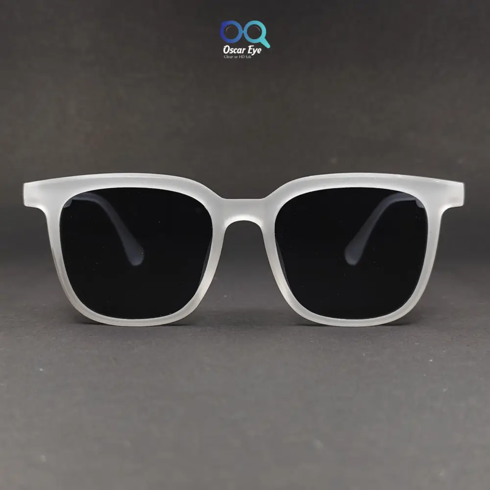 Matte White Retro Square UV400 Protected Power Sunglasses |OscarEye|