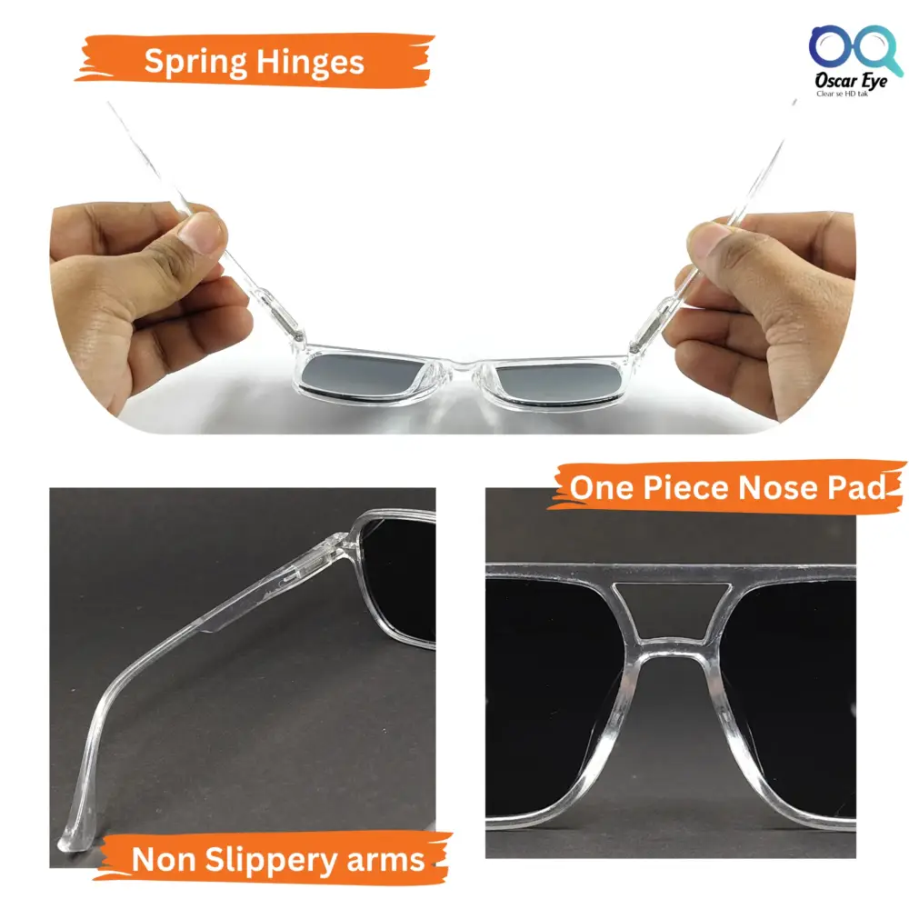 Clear Transparent Aviators UV-400 Protected Power Sunglasses |OscarEye|