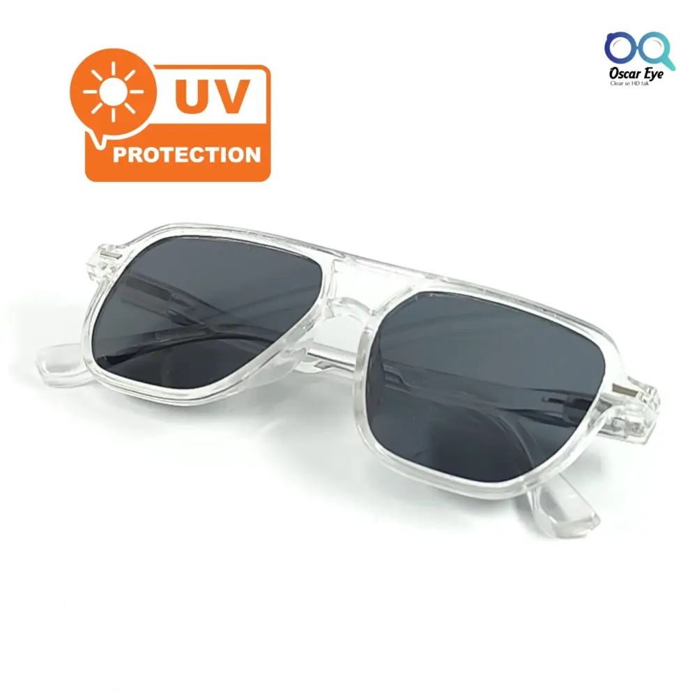 Clear Transparent Aviators UV-400 Protected Power Sunglasses |OscarEye|