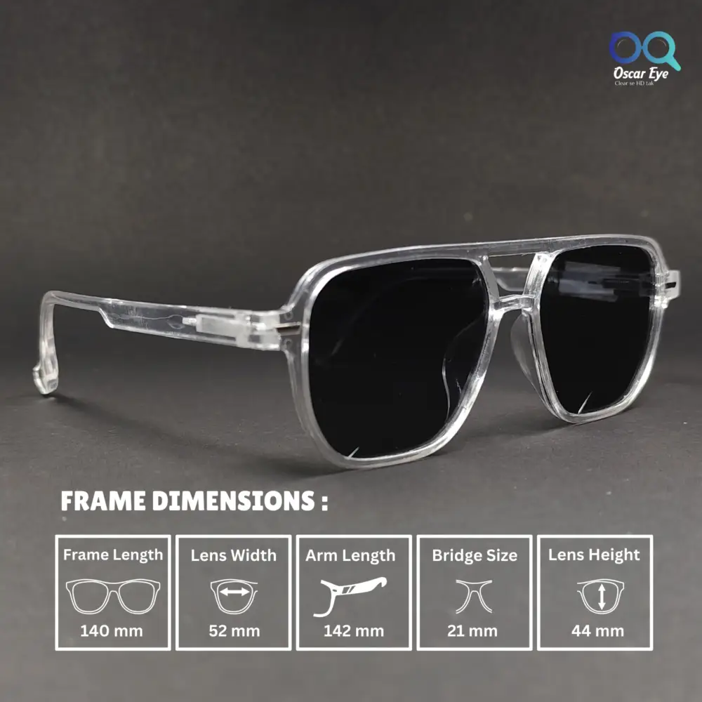 Clear Transparent Aviators UV-400 Protected Power Sunglasses |OscarEye|