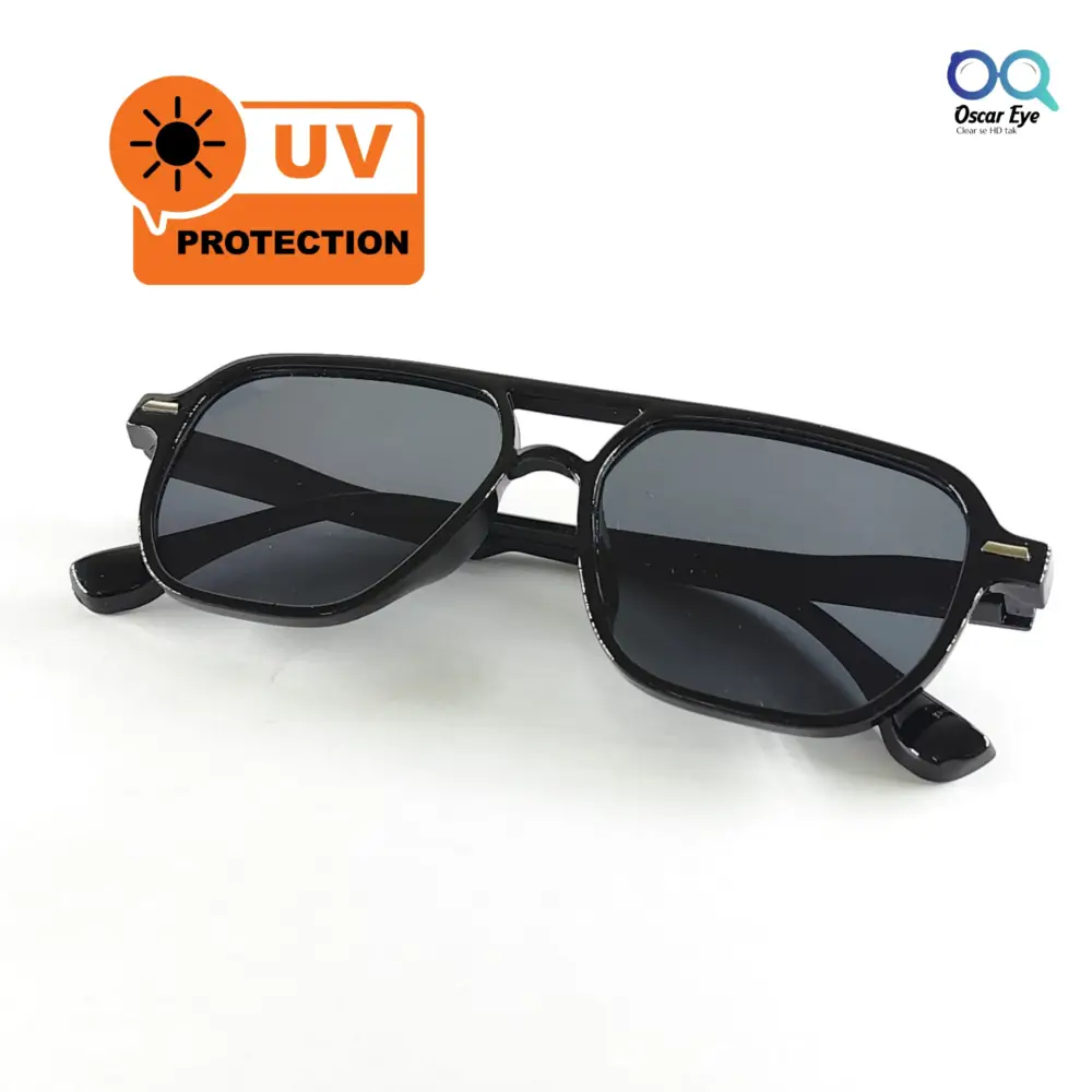 Glossy Black Aviators UV-400 Protected Power Sunglasses |OscarEye|