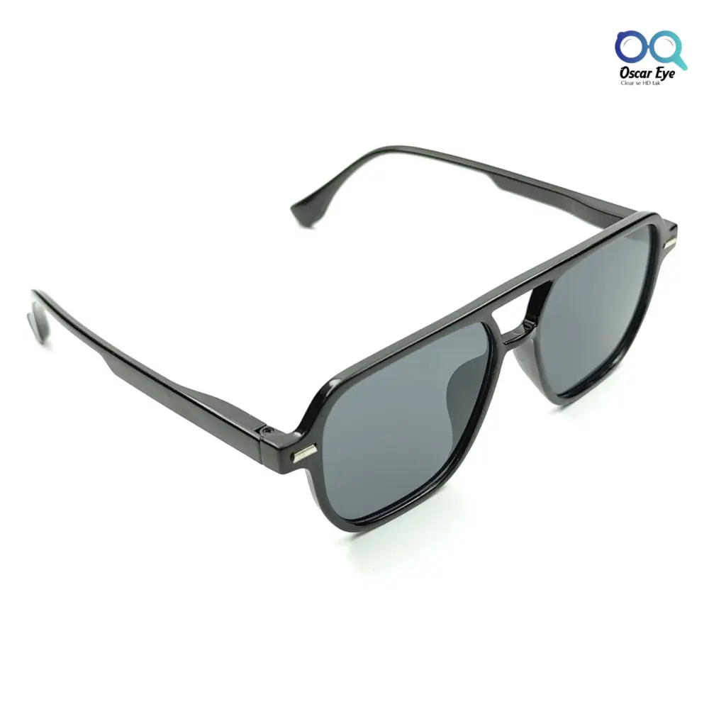 Glossy Black Aviators UV-400 Protected Power Sunglasses |OscarEye|