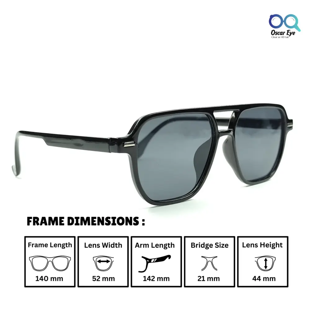 Glossy Black Aviators UV-400 Protected Power Sunglasses |OscarEye|