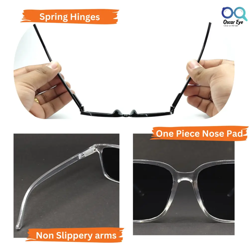 Clear Transparent Rectangle UV-400 Protected Power Sunglasses |OscarEye|