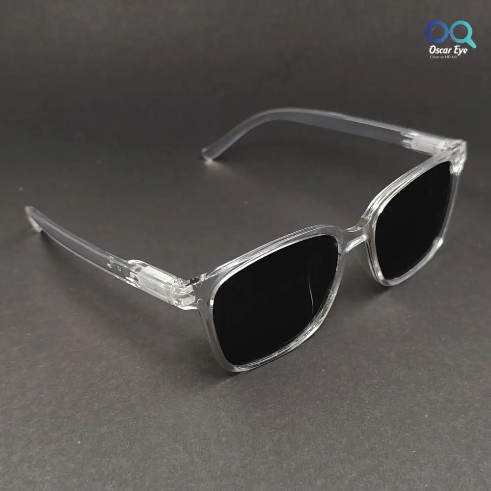 Clear Transparent Rectangle UV-400 Protected Power Sunglasses |OscarEye|