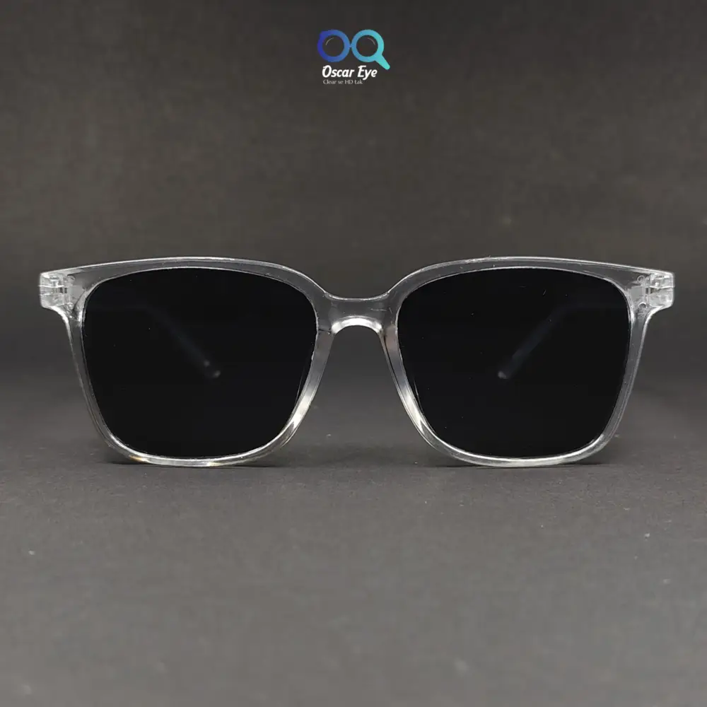 Clear Transparent Rectangle UV-400 Protected Power Sunglasses |OscarEye|