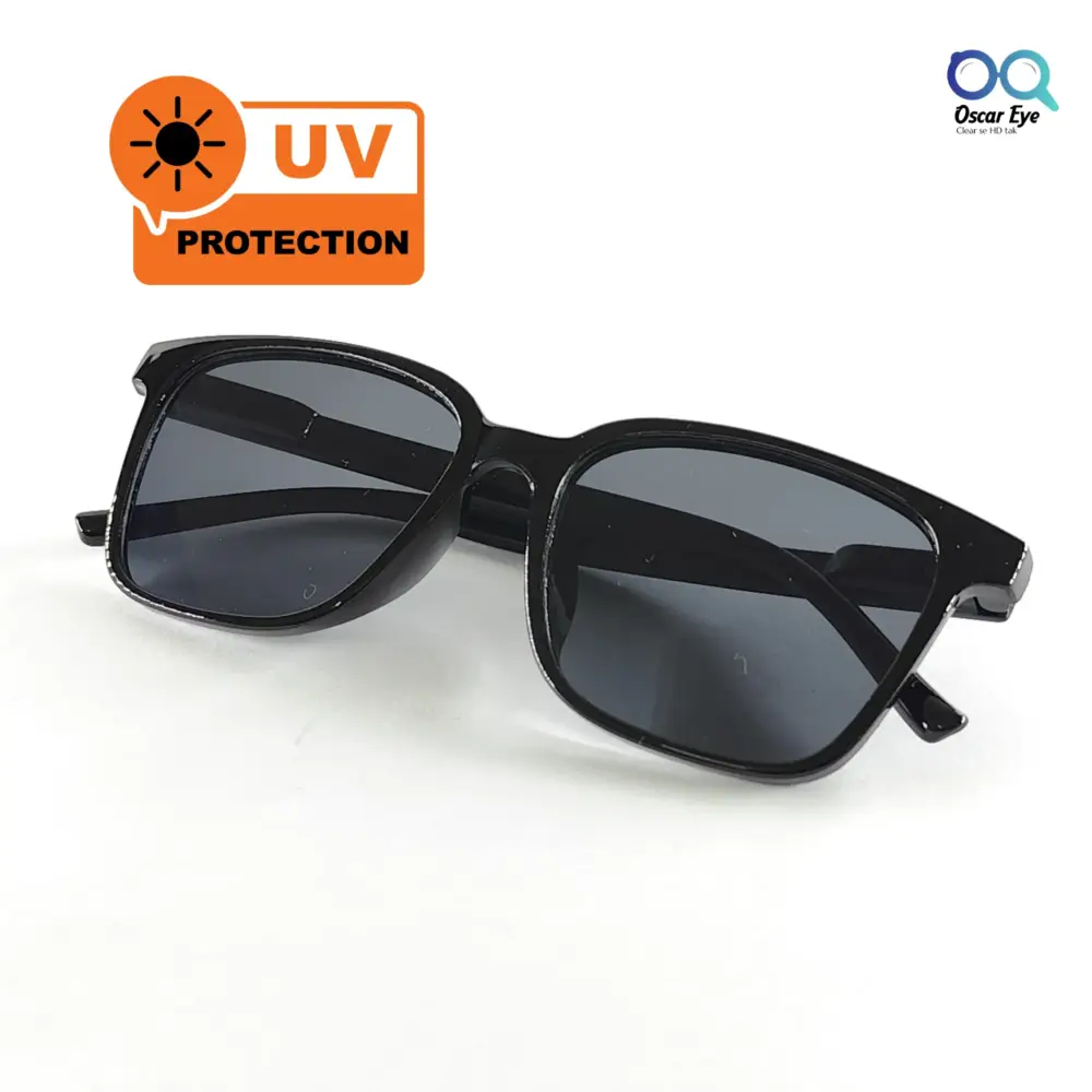 Glossy Black Rectangle UV-400 Protected Power Sunglasses |OscarEye|