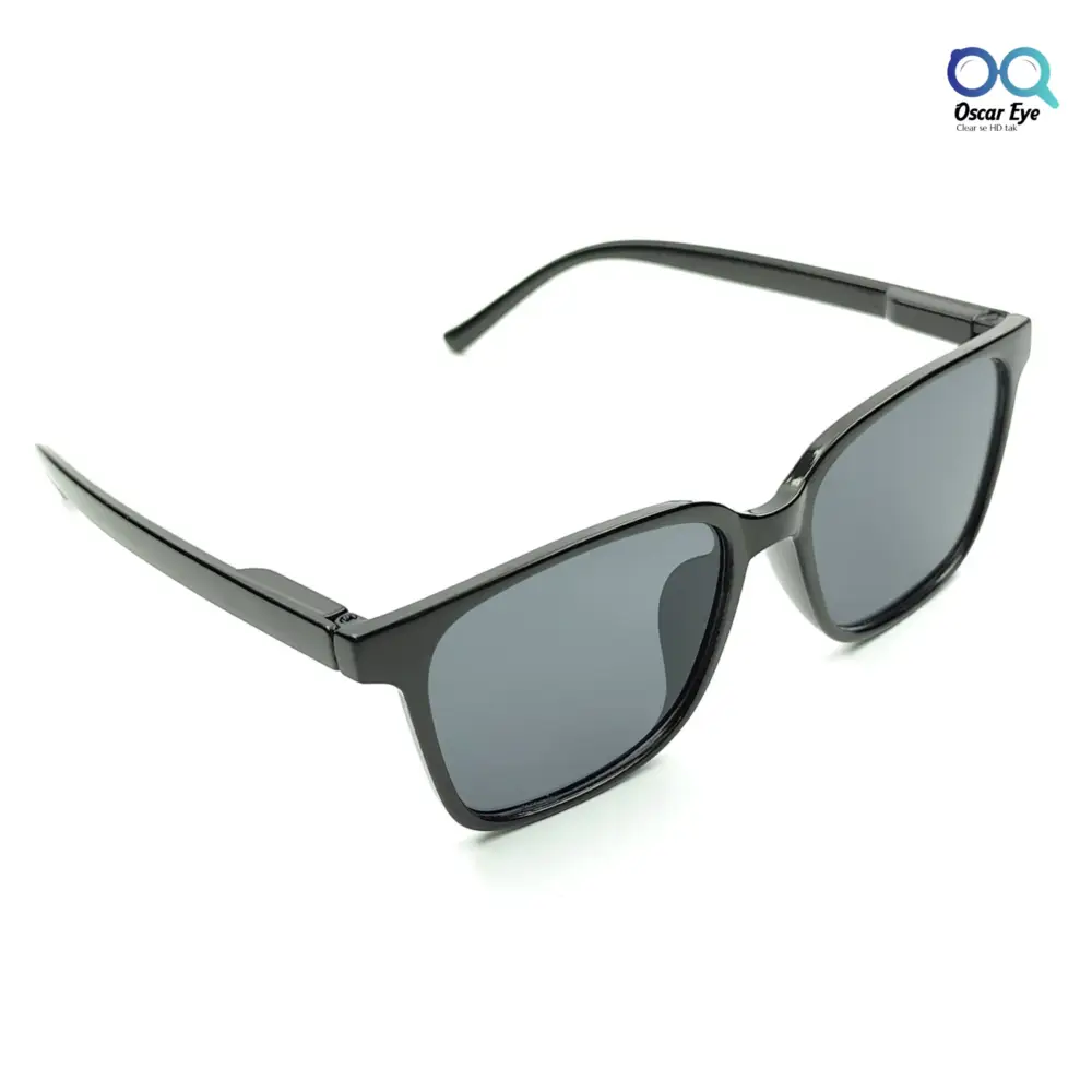 Glossy Black Rectangle UV-400 Protected Power Sunglasses |OscarEye|