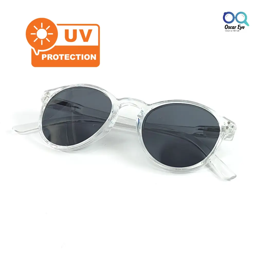 Clear Transparent Panto Round UV-400 Protected Power Sunglasses |OscarEye|