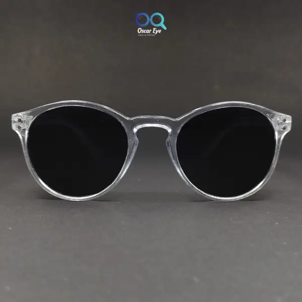 Clear Transparent Panto Round UV-400 Protected Power Sunglasses |OscarEye|