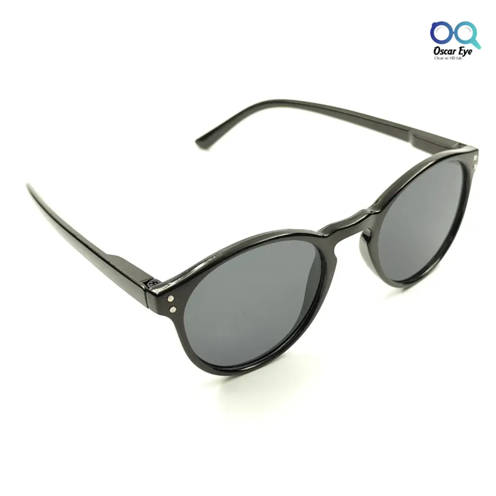 Glossy Black Panto Round UV-400 Protected Power Sunglasses |OscarEye|