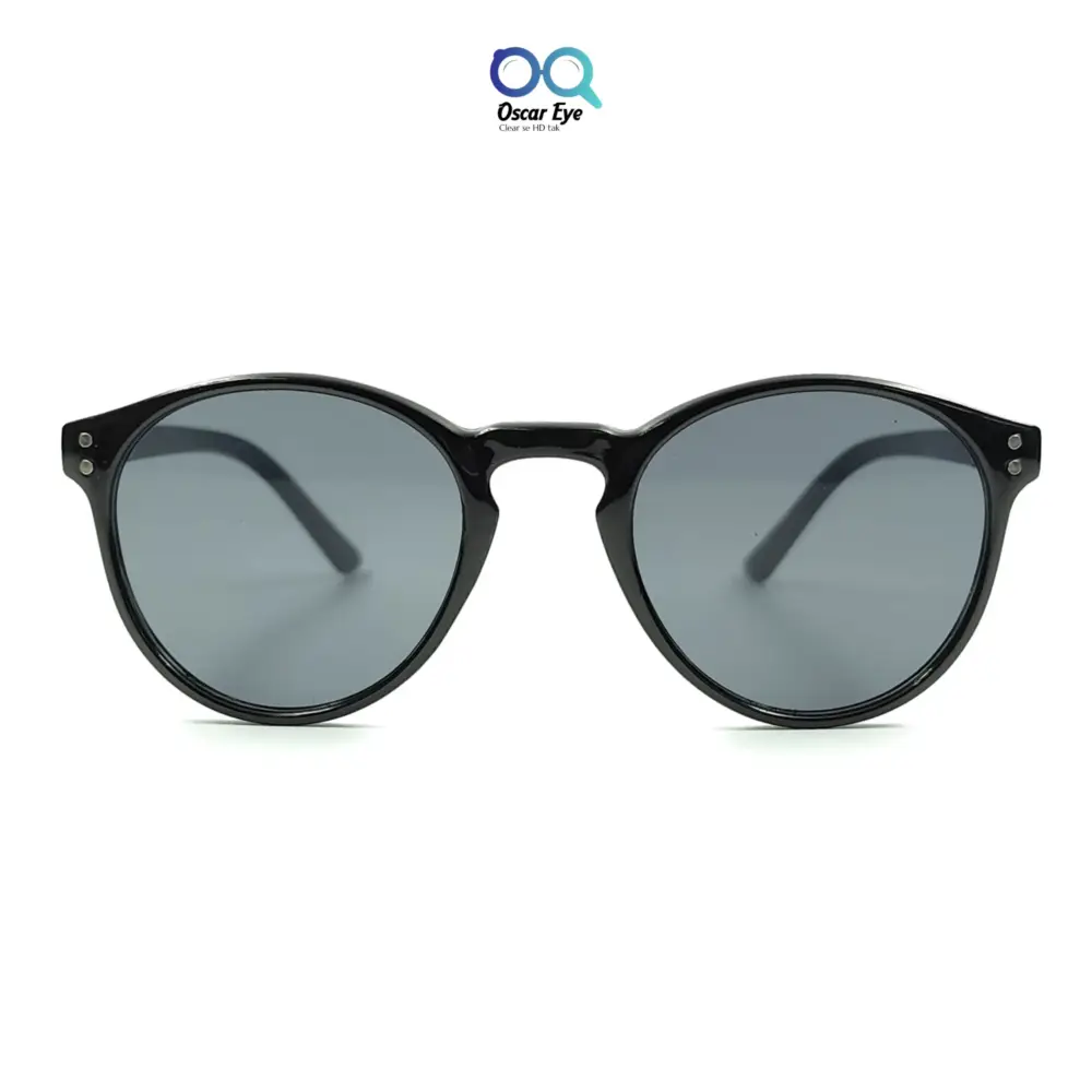 Glossy Black Panto Round UV-400 Protected Power Sunglasses |OscarEye|