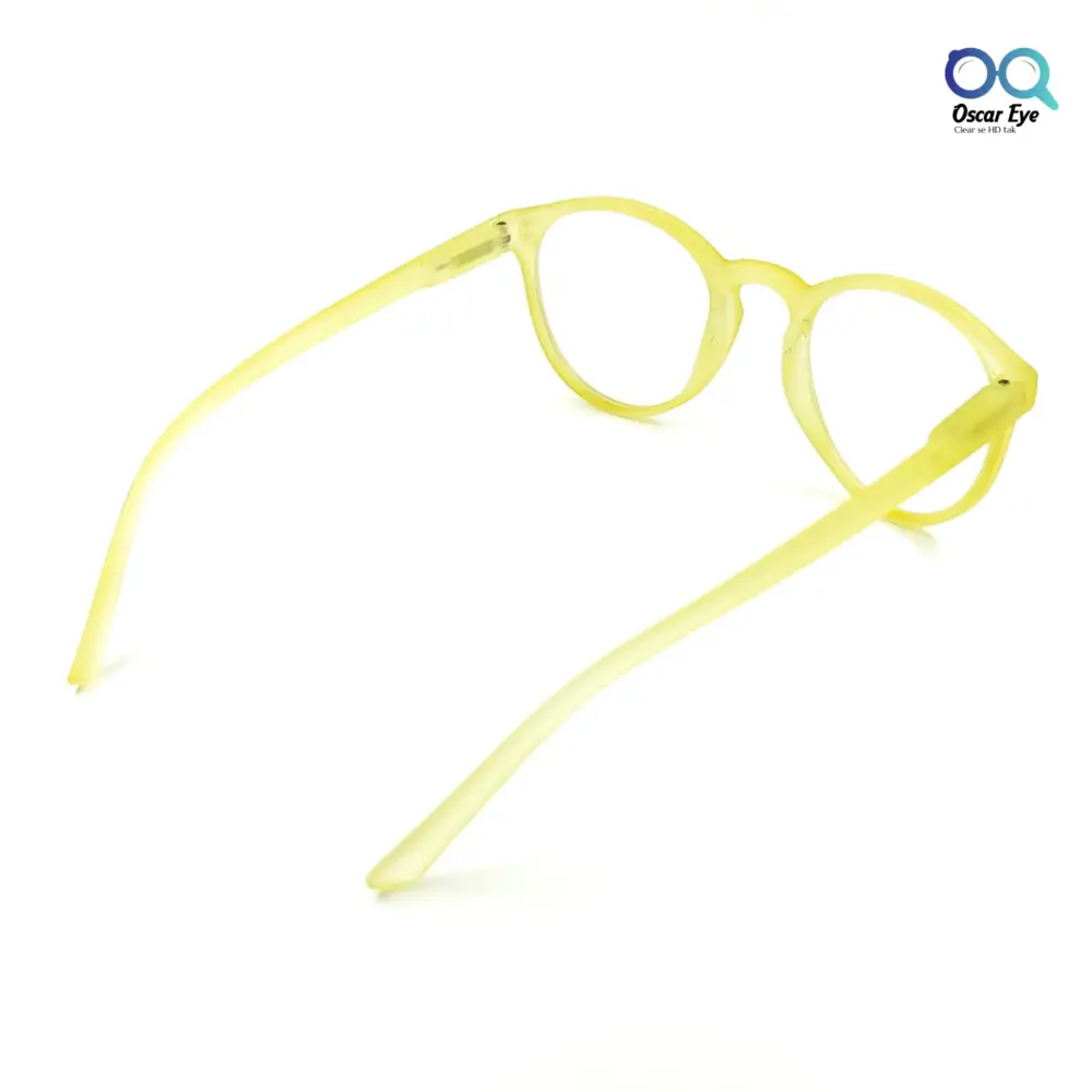 Matte Yellow panto round Computer glasses with UV400 Protection