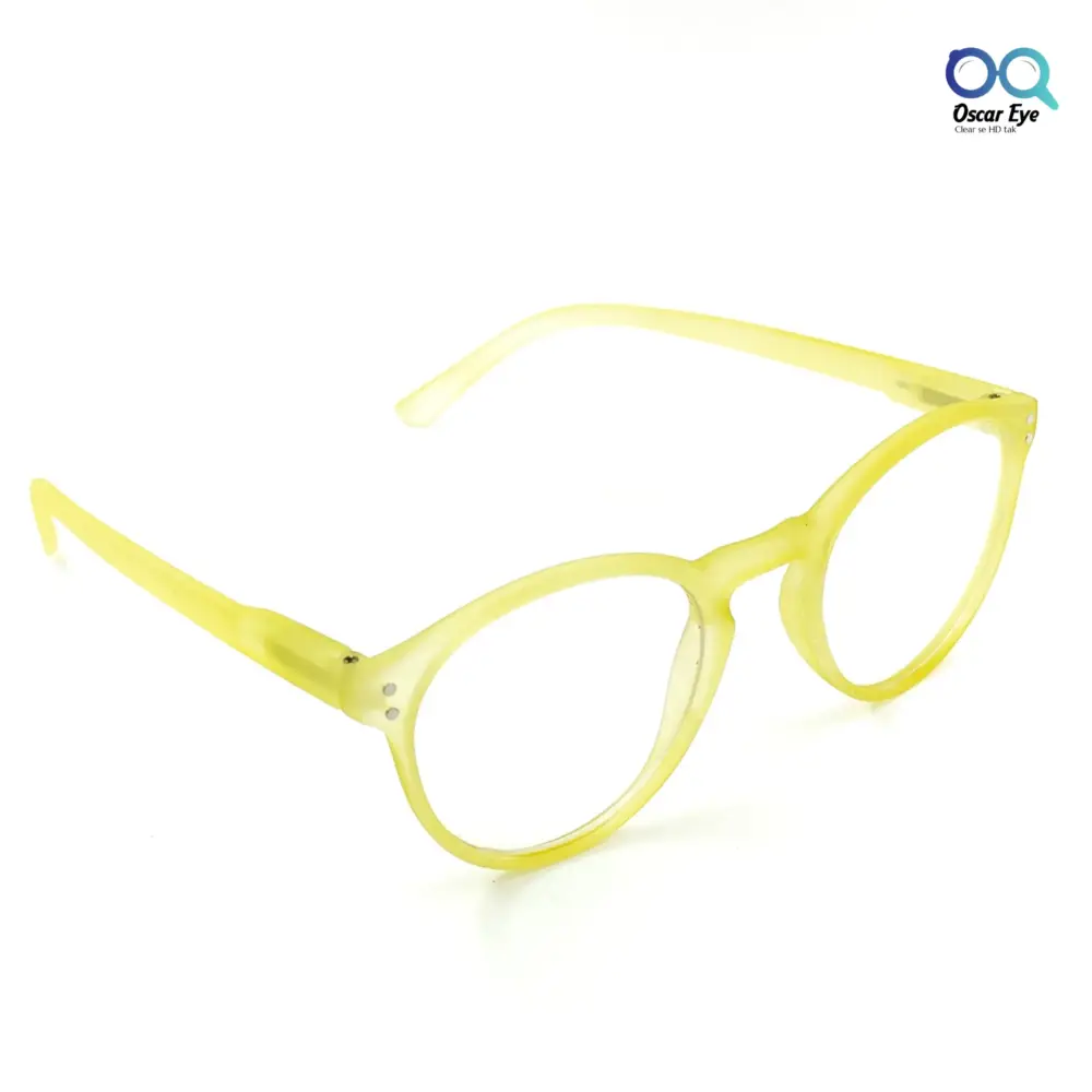 Matte Yellow panto round Computer glasses with UV400 Protection