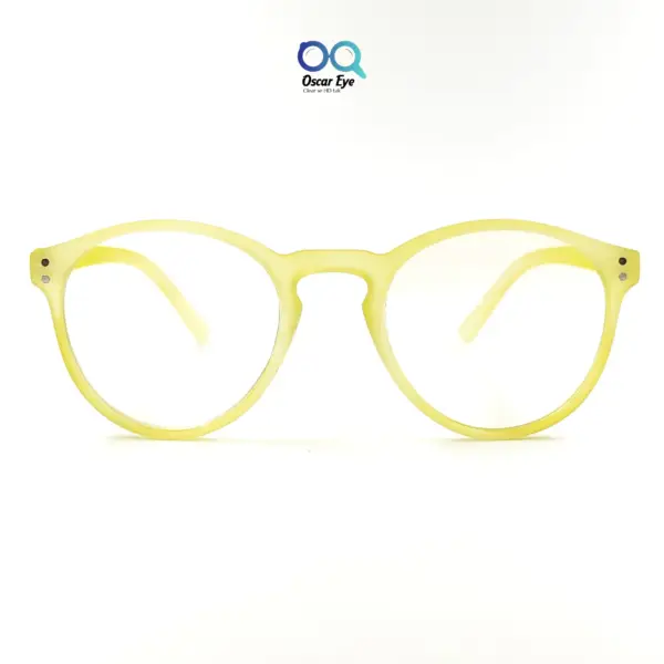 Matte Yellow panto round Computer glasses with UV400 Protection