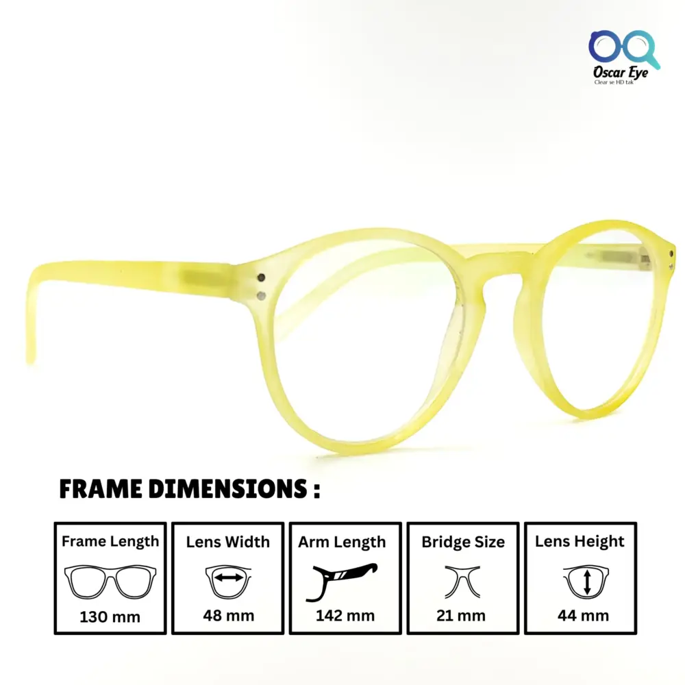 Matte Yellow panto round Computer glasses with UV400 Protection