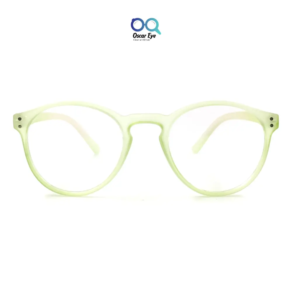 Matte Green panto round Computer glasses with UV400 Protection