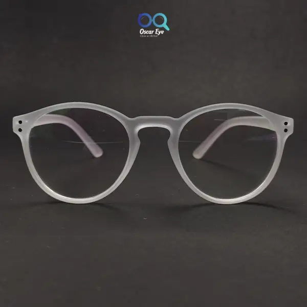 Matte White panto round Computer glasses with UV400 Protection