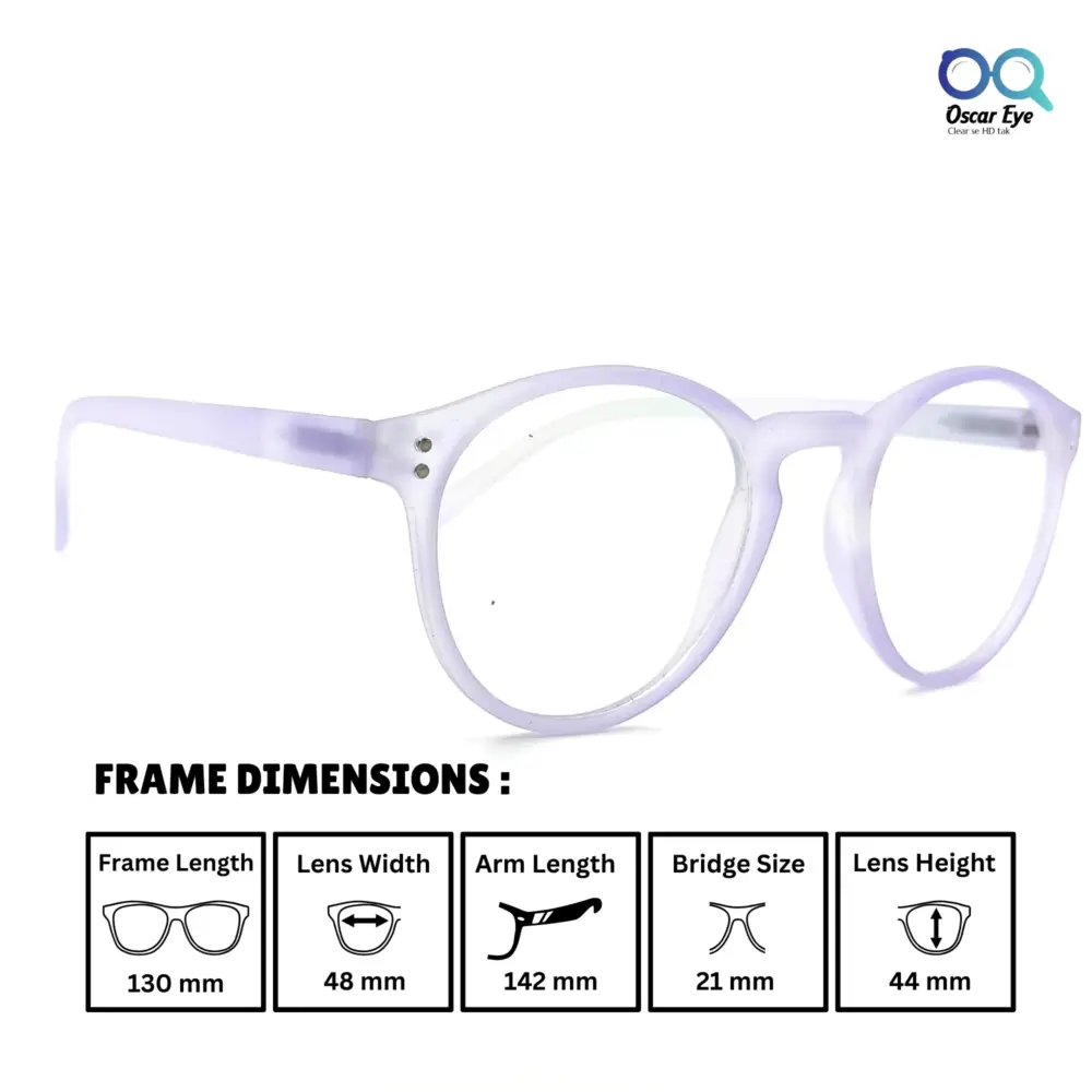 Matte Blue panto round Computer glasses with UV400 Protection