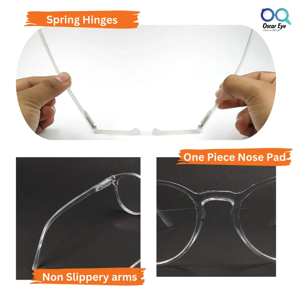 Clear Transparent Panto round Computer glasses with UV400 Protection|OscarEye|