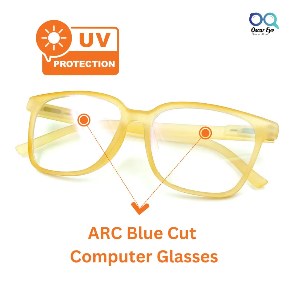 Matte Orange retro square wayfarer eyeglasses with UV protection |OscarEye|