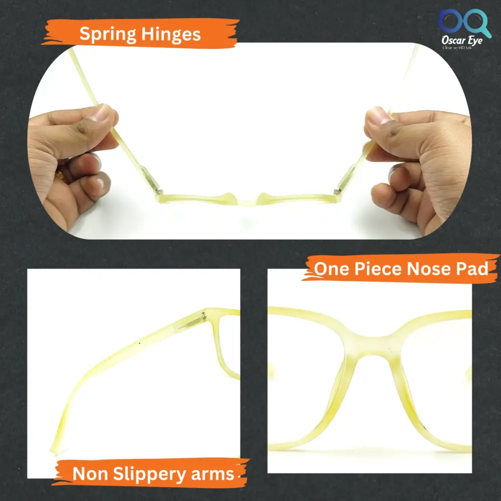 Matte Yellow retro square wayfarer eyeglasses with UV protection |OscarEye|