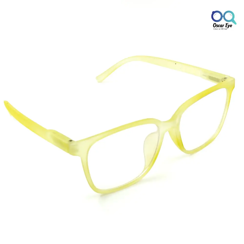 Matte Yellow retro square wayfarer eyeglasses with UV protection |OscarEye|