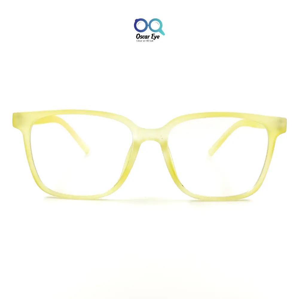 Matte Yellow retro square wayfarer eyeglasses with UV protection |OscarEye|